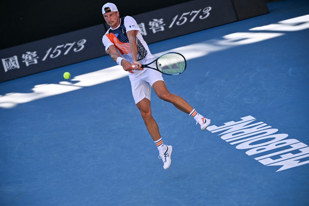 Fucsovics Márton a Camilo Ugo Carabelli elleni Australian Open-mérkőzésen.