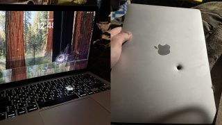 apple macbook, orosz-ukrán háború front, lövés, találat.