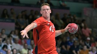 Norway's right back #42 Gabriel Ask Setterblom attempts to score during the Men's Preliminary Round Group B handball match between Norway and Argentina of the Paris 2024 Olympic Games, at the Paris South Arena in Paris, on July 27, 2024.