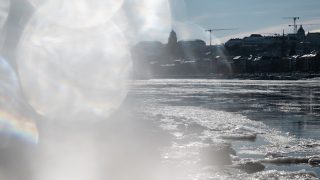 Jégzajlás a Duna budapesti szakaszán.