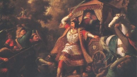 Garai Miklós nádor megvédi Erzsébetet és Máriát.