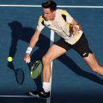 Marozsán Fábián a Gael Monfils elleni mérkőzésen Aucklandben.