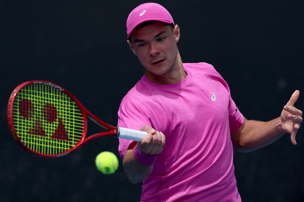 A lengyel Kamil Majchrzak a Marozsán Fábián elleni mérkőzésen az Australian Openen.