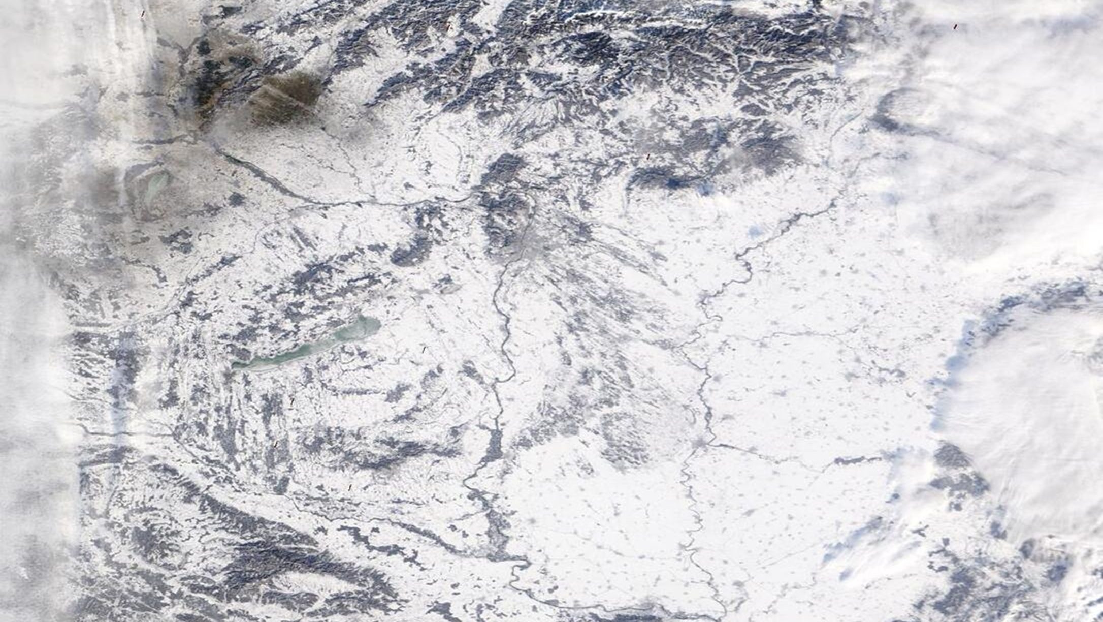 NASA, sentinel-2, műhold fotó, havazás, hó, Magyarország, Budapest