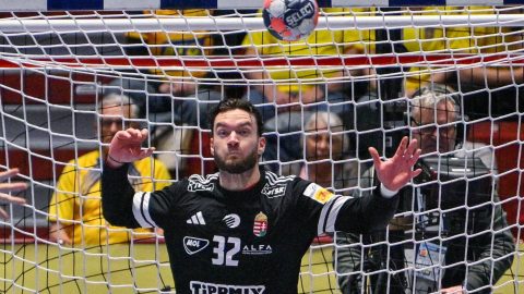 Malmö, 2026. január 27. Palasics Kristóf a dán-norvég-svéd közös rendezésű férfi kézilabda-Európa-bajnokság középdöntőjének 3. fordulójában, a II. csoportban játszott Svédország - Magyarország mérkőzésen a svédországi Malmö Arénában 2026. január 27-én. MTI/Hegedüs Róbert