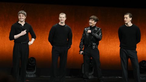 Paul Mescal, Joseph Quinn, Barry Keoghan és Harris Dickinson a CinemaCon színpadán 2025-ben