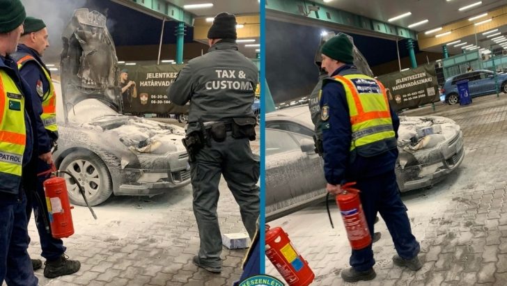 Kigyulladt egy külföldi család járműve a röszkei határátkelőn, három gyermeket mentettek ki a lángoló autóból