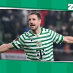 A gólszerző Varga Barnabás, a Ferencváros játékosa a labdarúgó Európa-liga alapszakaszának 6. fordulójában játszott Ferencvárosi TC - Glasgow Rangers mérkőzésen a Groupama Arénában 2025. december 11-én.