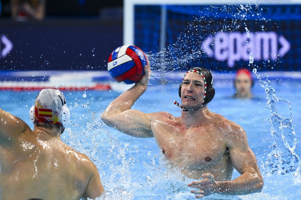 Magyarország - Spanyolország mérkőzés a belgárdi vízilabda Európa-bajnokságon. A magyar csapat ötméteresekkel nyert és jutott elődöntőbe.