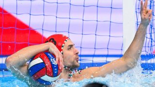 Belgrád, 2026. január 25. Vogel Soma kapus a belgrádi férfi vízilabda Európa-bajnokság döntőjében játszott Szerbia - Magyarország mérkőzésen a Belgrade Arenában 2026. január 25-én. MTI/Czeglédi Zsolt