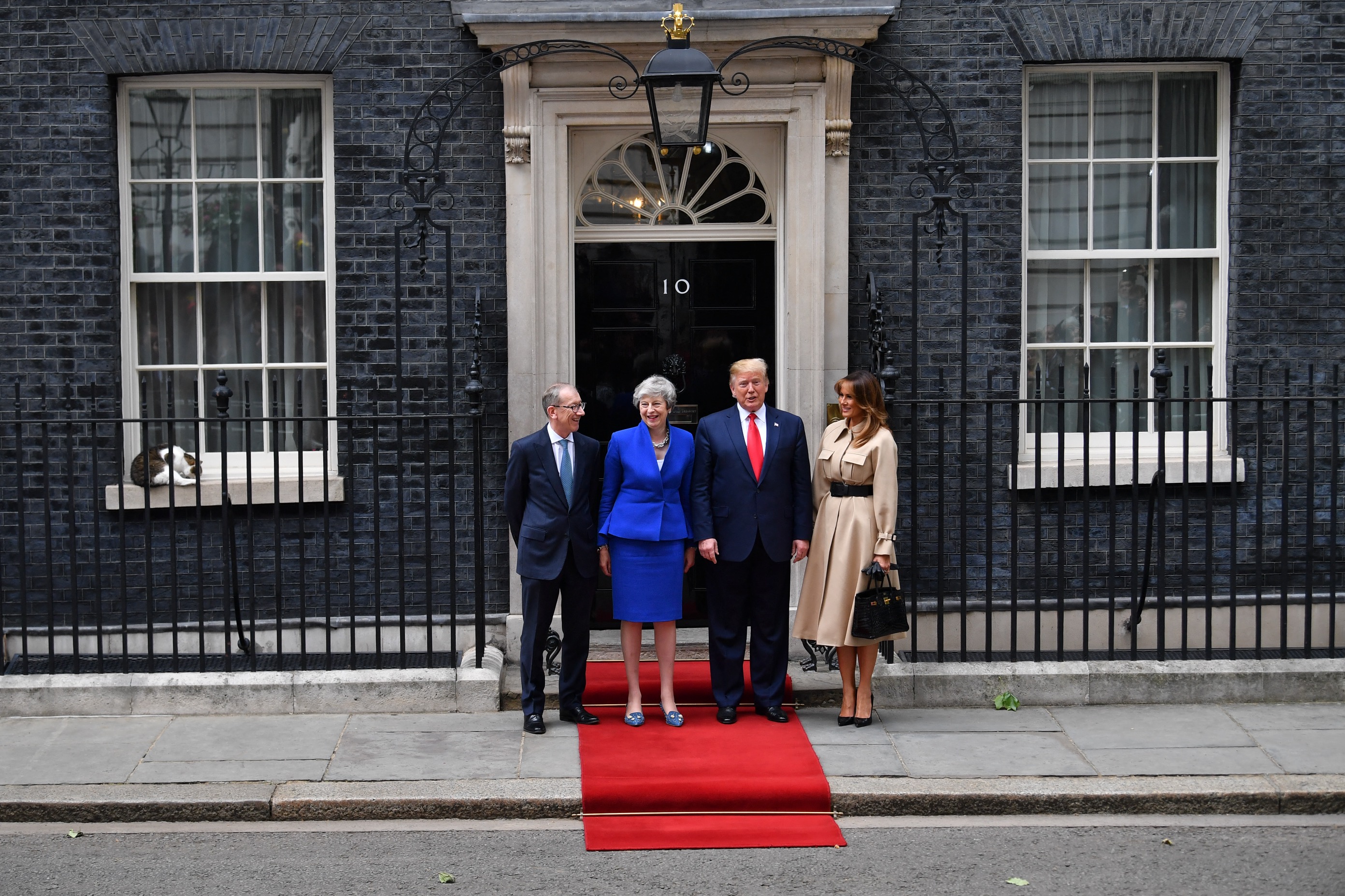 Larry, Theresa May, Donald Trump