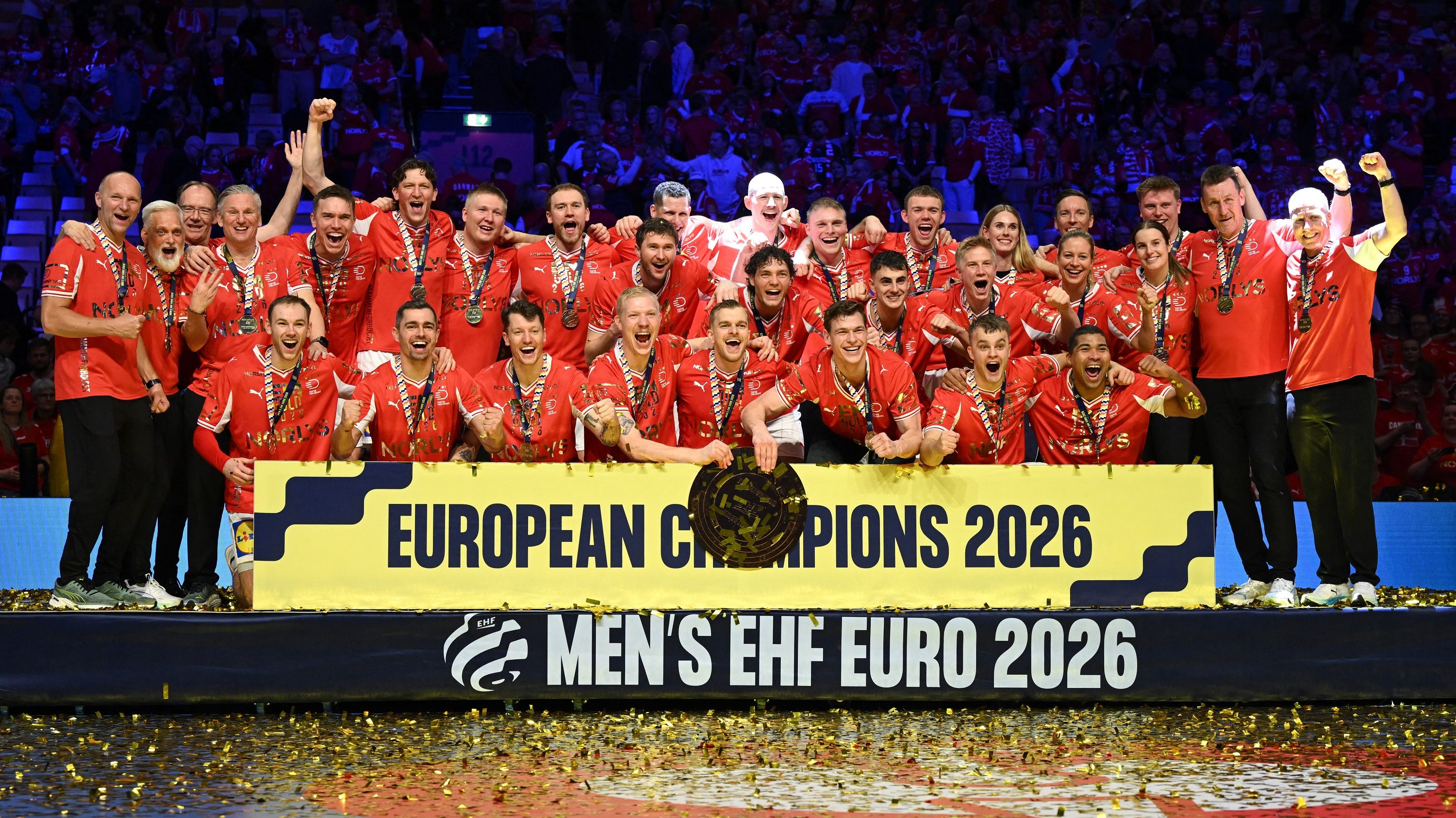 Az Eb-győztes dán kézilabda-válogatott.