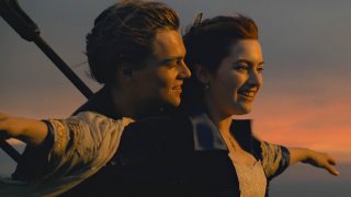 Leonardo Dicaprio és Kate Winslet a Titanic című filmben.