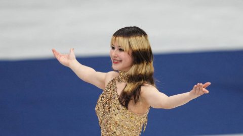 Alysa Liu (USA) celebrates winning gold during the Women Single Skating Figure Skating, Day 13 of the Milano Cortina 2026 Winter Olympic games at Milano Ice Skating Arena on February 19, 2026 in Milan, Italy. (Photo by Ulrik Pedersen/NurPhoto)