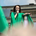 Csézy a Tisza Párt kampányzáró rendezvényén 2024. június 8-án.