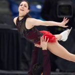 Deanna Stellato-Dudek and Maxime Deschamps of Canada skate their free program in the pairs competition during the ISU Grand Prix of Figure Skating 2025 Skate Canada International at the SaskTel Centre in Saskatoon, Saskatchewan, Canada on November 1, 2025.