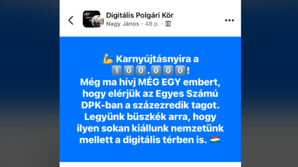 Még mindig a 100 ezres álomhatár eléréséért küzd Orbán Viktor egyes számú Digitális Polgári Köre