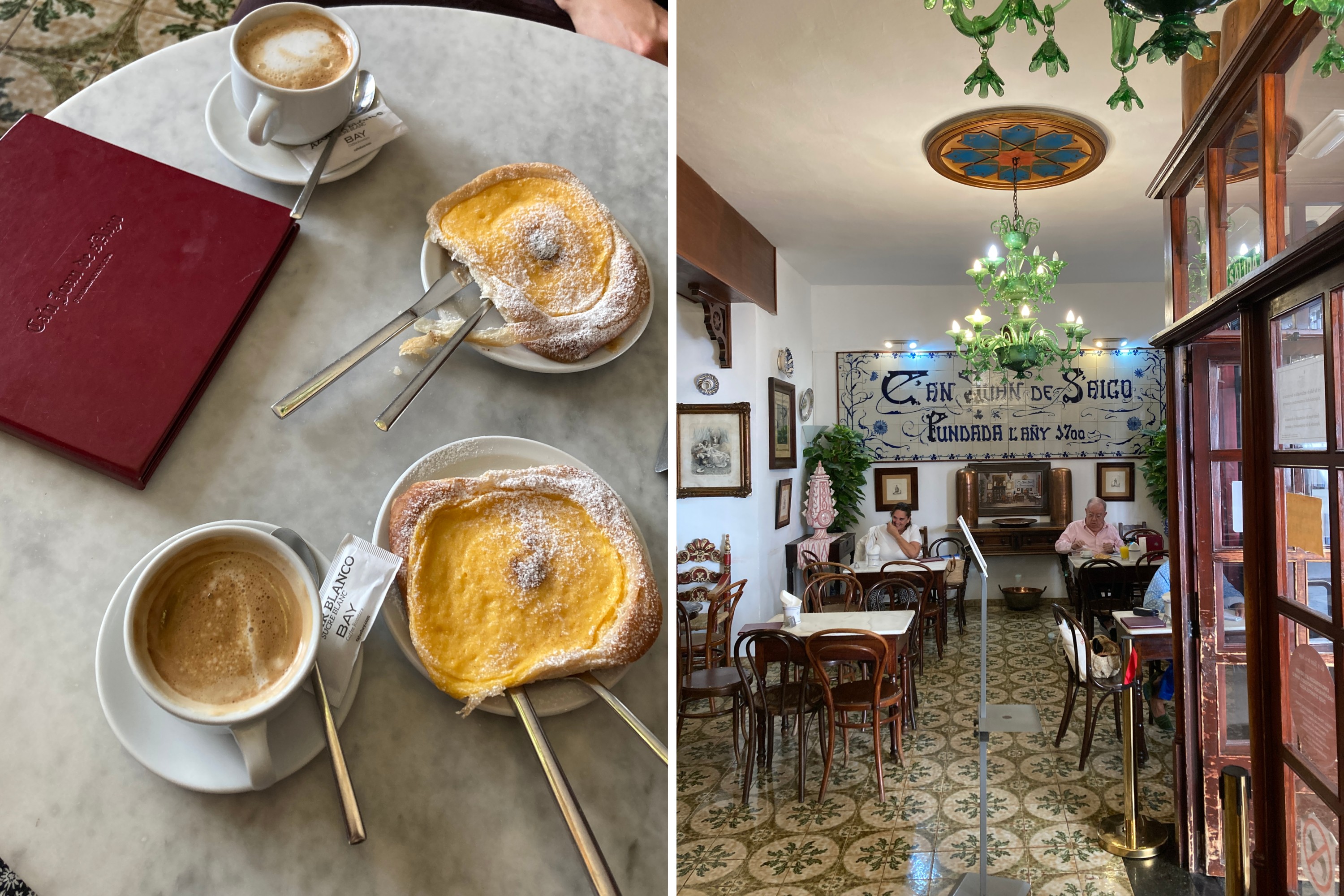 Meg lehet úszni olcsón Mallorcát? Kipróbáltuk, mennyibe kerül a sziget főszezonon kívül 4 Krémes ensaïmada és café con leche a Ca'n Joan de s'Aigo kávézóban, Palma de Mallorcán.