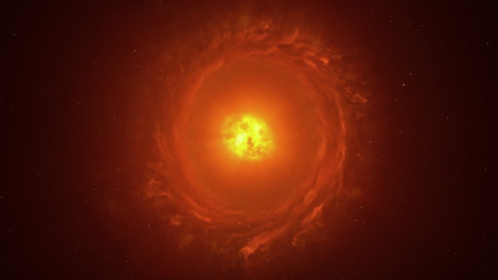 A WOH G64 jelű csillag művészi ábrázolása.