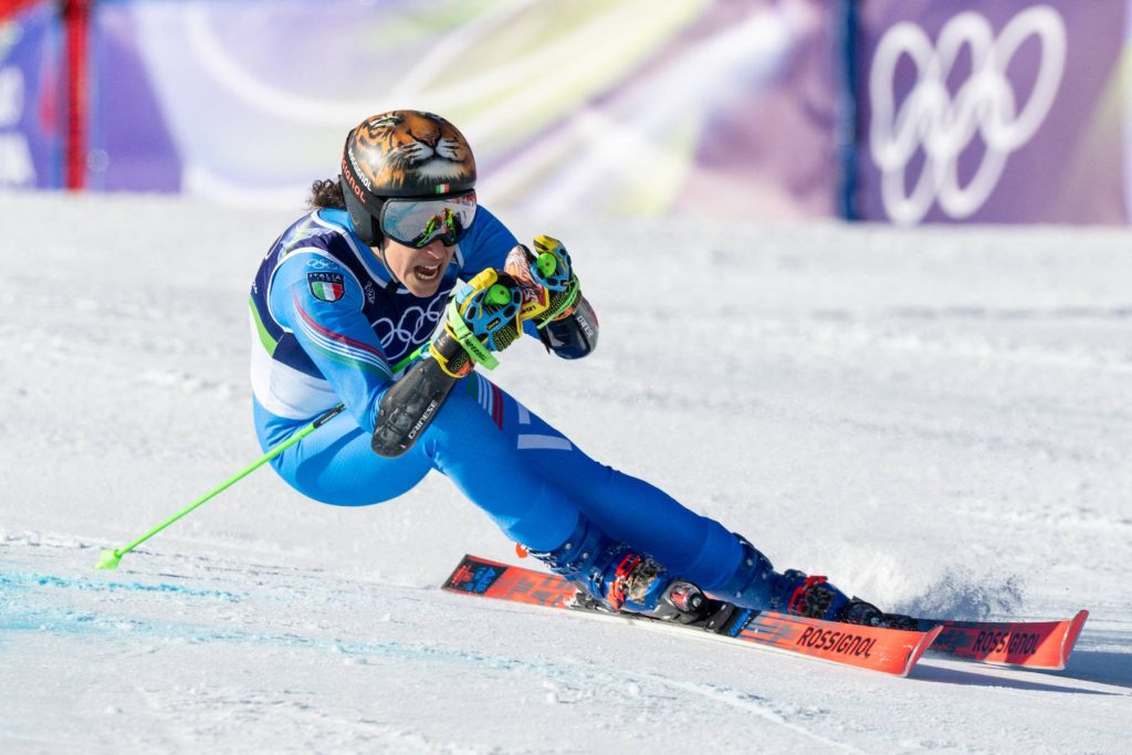 Federica Brignone during Milano Cortina 2026 Winter Olympics Women's Giant Slalom at Tofane Alpine Skiing Centre in Cortina D'Ampezzo on February 15, 2026 (Photo by Foto Olimpik/NurPhoto)