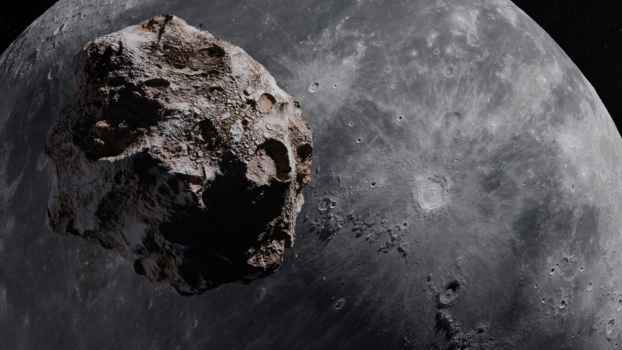 aszteroida halad a Hold felé