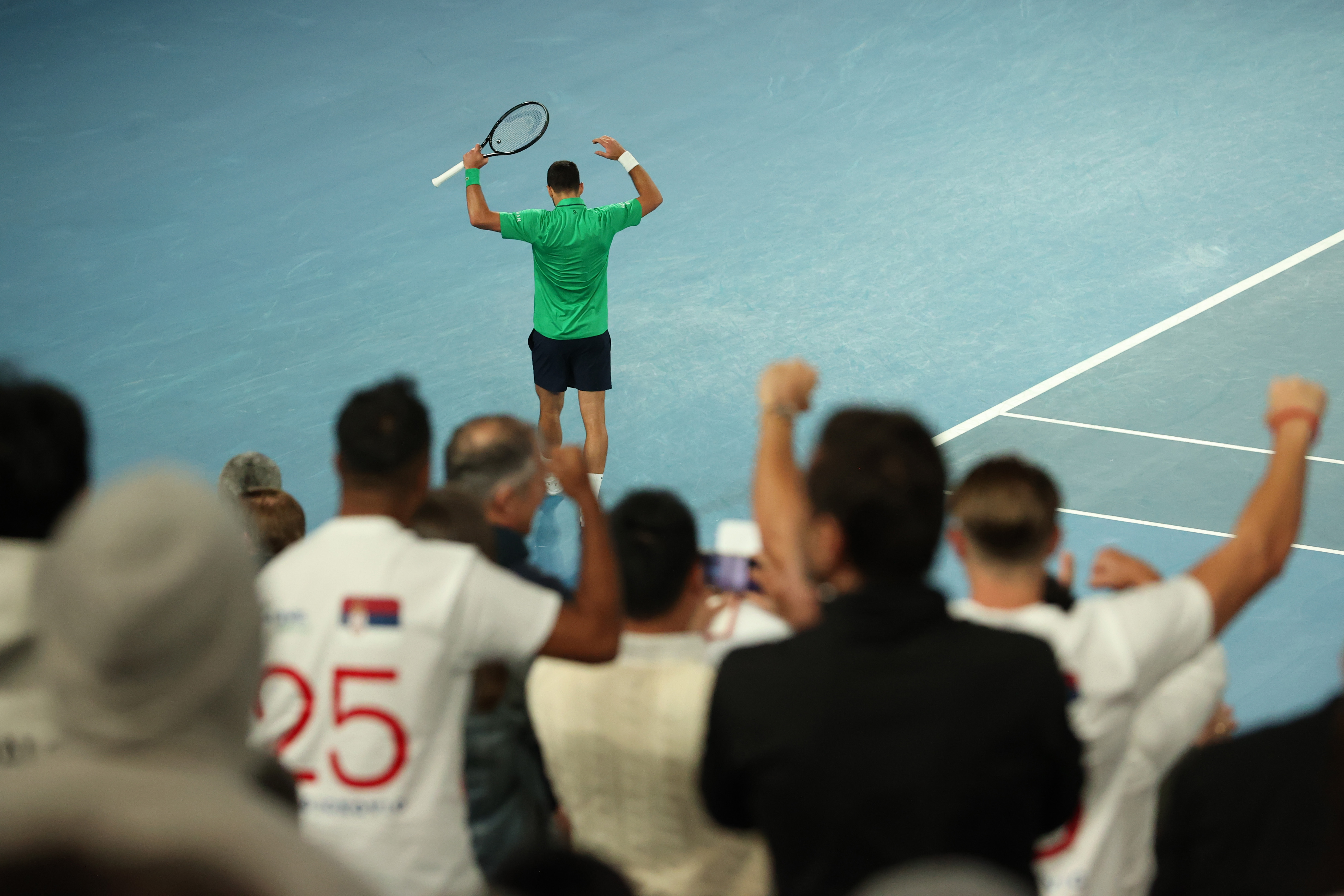 A szerb szurkolók nagyon várták Djokovic győzelmét.