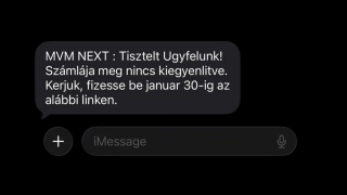 Tipikus csaló sms képernyőképe.