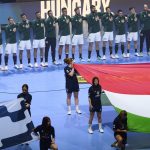 A magyar csapat tagjai a dán-norvég-svéd közös rendezésű férfi kézilabda-Európa-bajnokság középdöntőjének 4. fordulójában, a II. csoportban játszott Horvátország - Magyarország mérkőzésen a svédországi Malmö Arénában 2026. január 28-án.