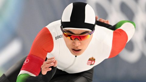 A magyar színeket képviselő Kim Minszok a milánói-cortinai téli olimpián.