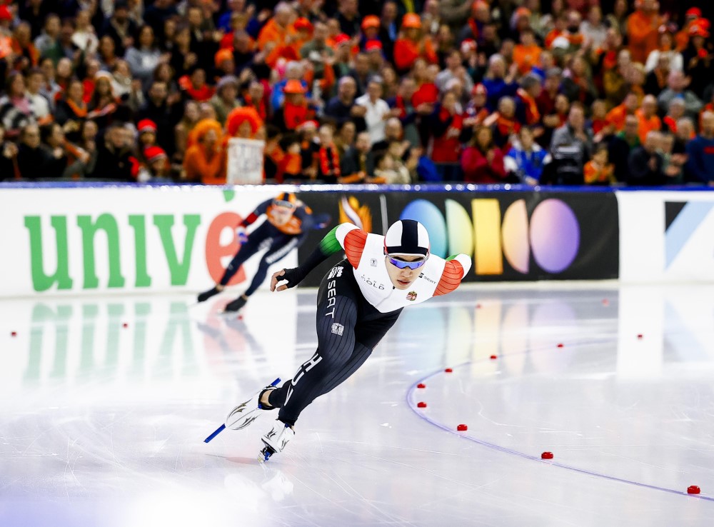 Kim Minszok a heerenveeni gyorskorcsolya Európa-bajnokság férfi 1500 méteres versenyében 2025. január 12-én.