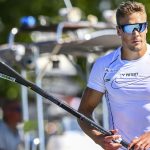 Kopasz Bálint a kajak-kenu világbajnokság férfi kajak egyes 1000 méteres számának középfutama után Milánóban 2025. augusztus 22-én.