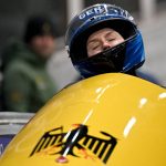 16 February 2026, Italy, Cortina D'ampezzo: Olympia, Olympic Winter Games Milan Cortina 2026, Bobsleigh, Monobob, Women, Heat 4 at Cortina Sliding Center, Laura Nolte (Germany) finishes in second place. Photo: Robert Michael/dpa