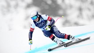 US' Lindsey Vonn takes part of an official training for the women's downhill event during the Milano Cortina 2026 Winter Olympic Games at the Tofane Alpine Skiing Centre in Cortina d’Ampezzo on February 7, 2026.