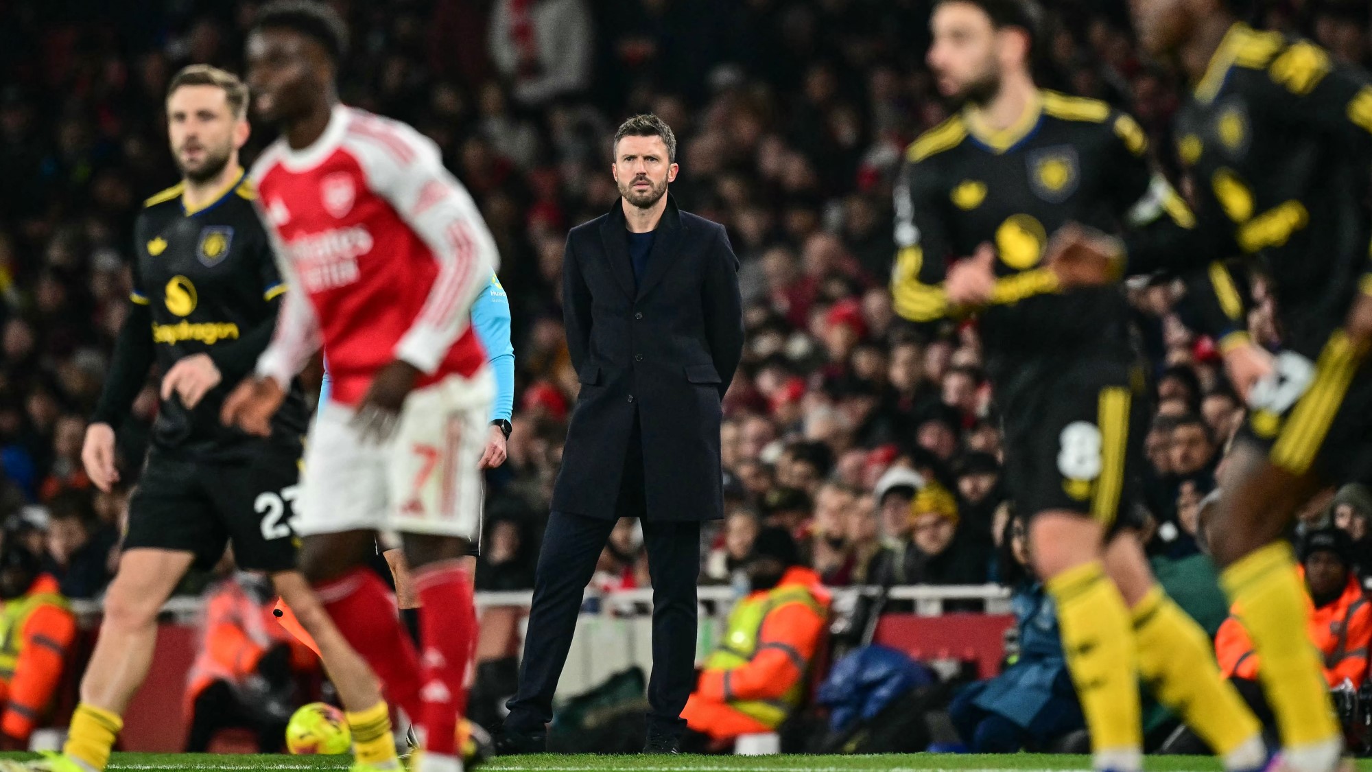 Michael Carrick, a Manchester United vezetőedzője az Arsenal elleni bajnokin.