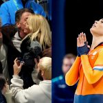 Jake Paul könnyei, miután a barátnője, Jutta Leerdam olimpiai bajnok lett.