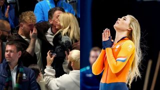 Jake Paul könnyei, miután a barátnője, Jutta Leerdam olimpiai bajnok lett.