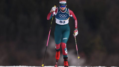 VAL DI FIEMME, ITALY - FEBRUARY 10: Sara Ponya of Team Hungary competes in Women's Sprint Classic Qualification on day four of the Milano Cortina 2026 Winter Olympic games at Tesero Cross-Country Skiing Stadium on February 10, 2026 in Val di Fiemme, Italy. (Photo by Lars Baron/Getty Images)