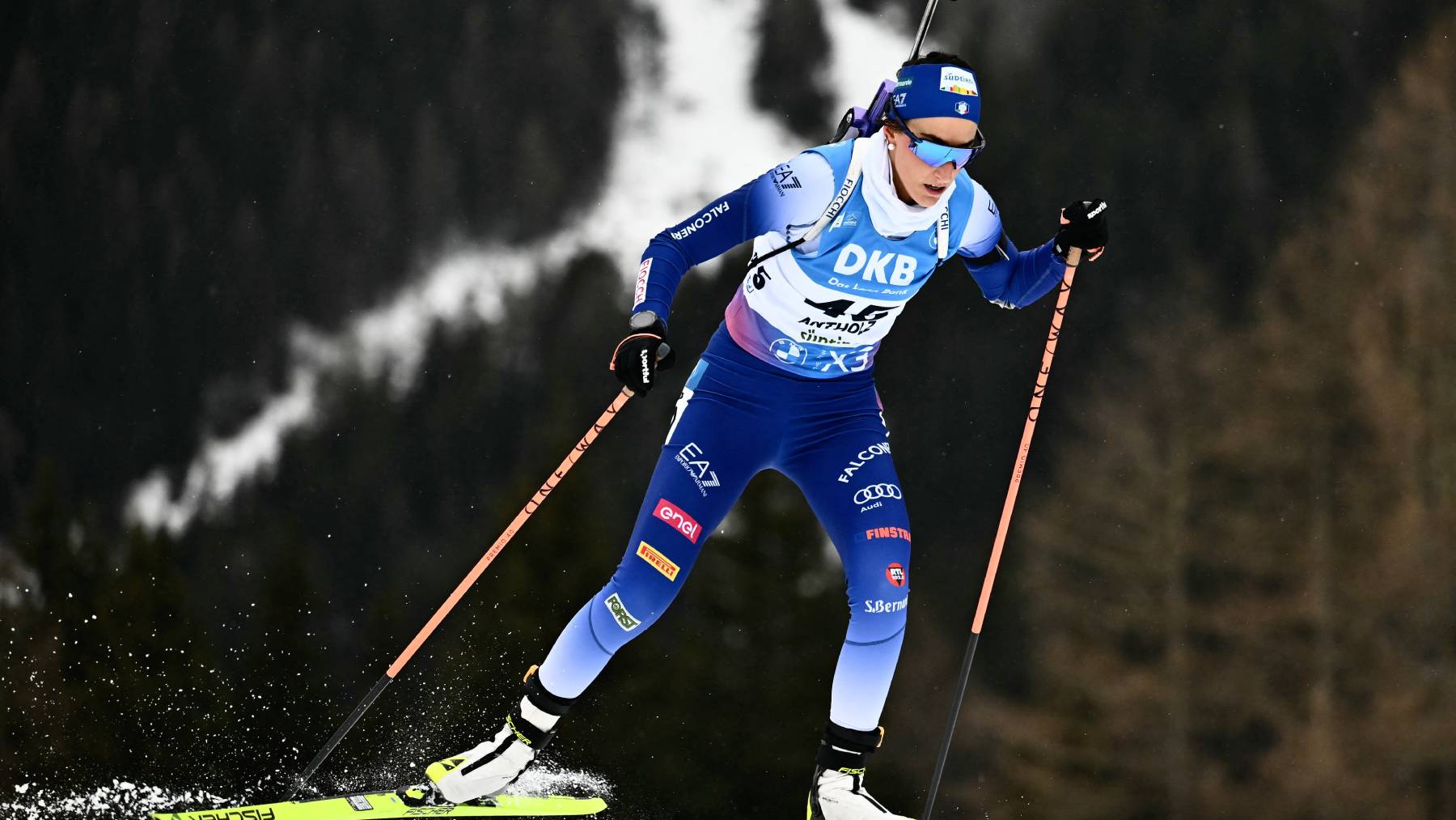 Italy's Rebecca Passler competes in the women's 7.5km sprint event of the IBU Biathlon World Cup in Antholz-Anterselva, Italy, on January 23, 2025.