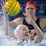 Funchal, 2026. február 5. Rybanska Natasa (b) és a holland Bente Rogge a női vízilabda Európa-bajnokság döntőjében játszott Magyarország - Hollandia mérkőzésen a funchali Olimpiai Uszodakomplexumban 2026. február 5-én. MTI/Szigetváry Zsolt