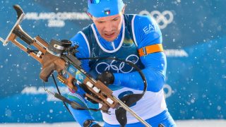 Italy's Tommaso Giacomel competes at the shooting range during the men's biathlon 15km mass start event during the Milano Cortina 2026 Winter Olympic Games at the Anterselva Biathlon Arena (Sudtirol Arena) in Anterselva (Val Pusteria) on February 20, 2026. Italian biathlete Tommaso Giacomel has undergone heart surgery and must rest for two weeks after dropping out when leading the mass start race at the Winter Olympics, the Italian Winter Sports Federation (FISI) announced on February 24, 2026.