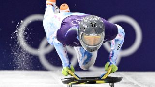 Ukraine's Vladyslav Heraskevych takes part in the skeleton men's training session at Cortina Sliding Centre during the Milano Cortina 2026 Winter Olympic Games in Cortina d'Ampezzo on February 11, 2026.