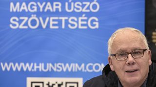 Wladár Sándor, a Magyar Úszószövetség elnöke a 2027-es budapesti vizes világbajnokságról tartott budapesti sajtótájékoztatón 2025. december 15-én.
