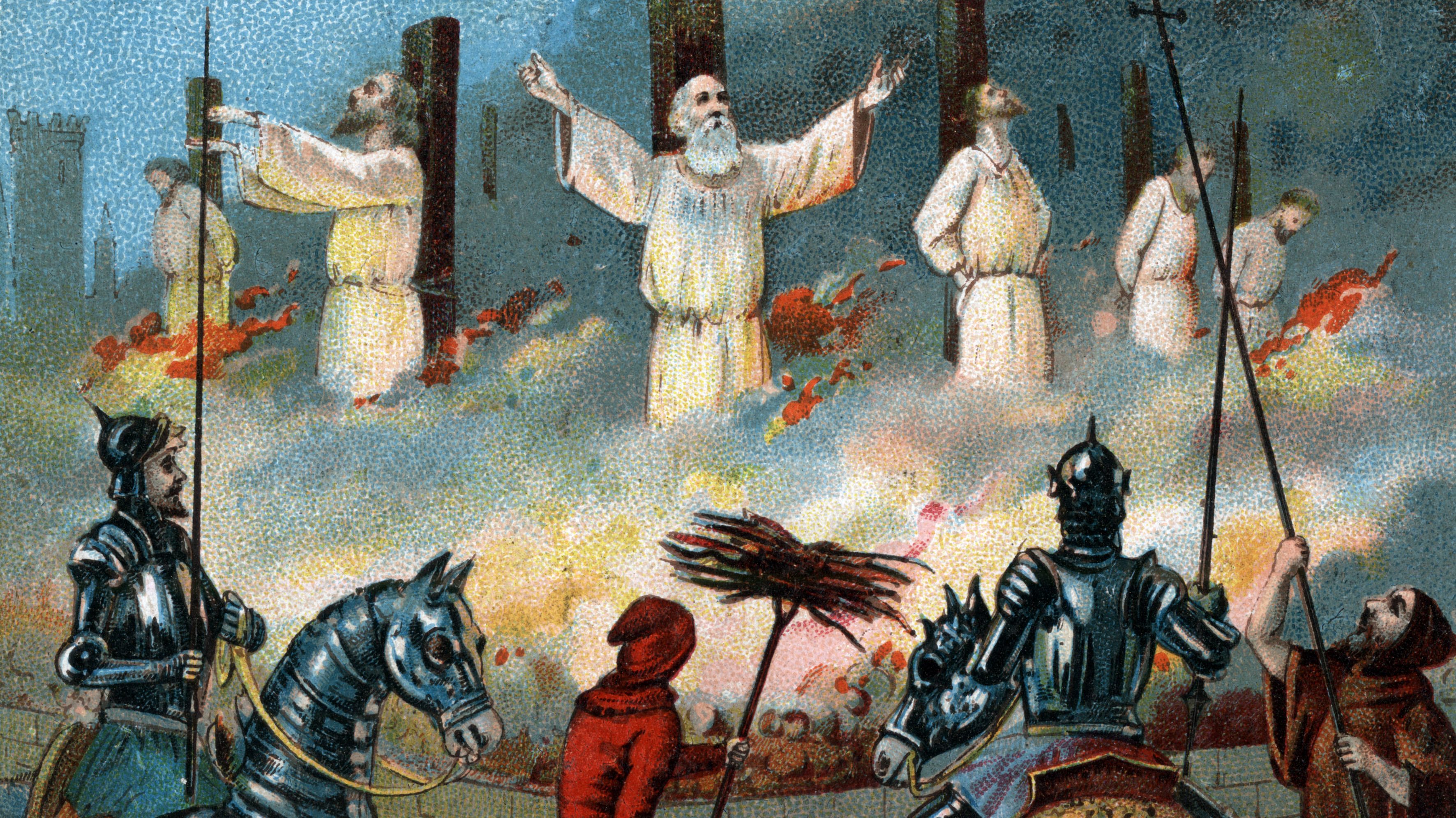 Jacques de Molay, a Templomos Lovagrend nagymesterének kivégzése.