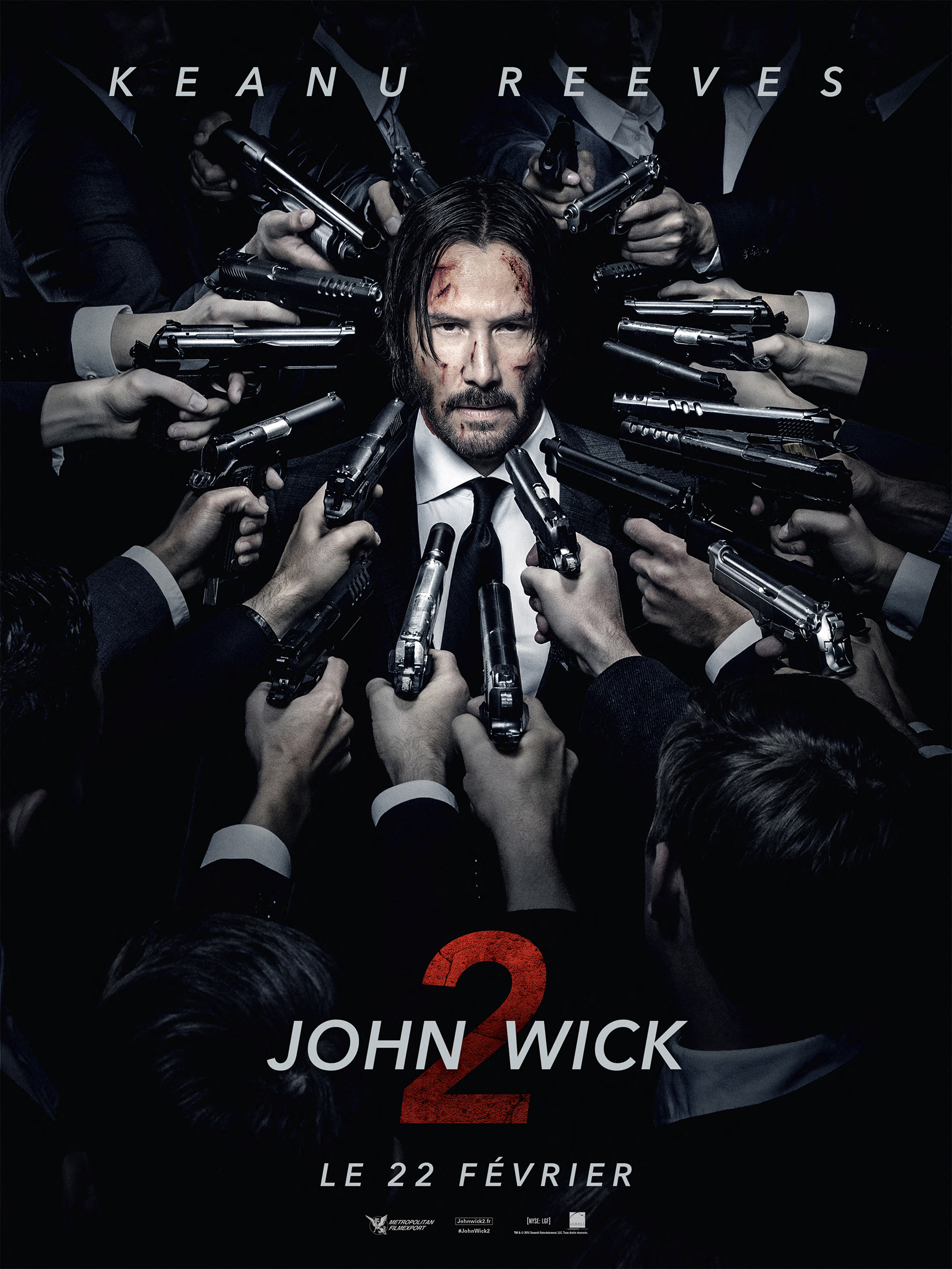 A John Wick: 2. felvonás francia nyelvű filmplakátja.