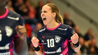 Mosonmagyaróvár, 2026. január 11. Andrijana Tatar, a Mosonmagyaróvár játékosa a női kézilabda Európa-liga A csoportjának első fordulójában játszott Motherson Mosonmagyaróvári KC - Thüringer HC mérkőzésen a mosonmagyaróvári UFM Arénában 2026. január 11-én. MTI/Krizsán Csaba