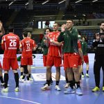 A magyar csapat tagjai a Magyarország - Olaszország férfi kézilabda felkészülési mérkõzés után.