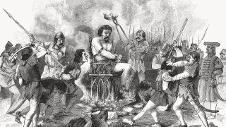 Dózsa György kivégzése egy Victor Schivert román-német festő (1863–1929) rajza alapján készült, 1891-ben kiadott fametszeten.