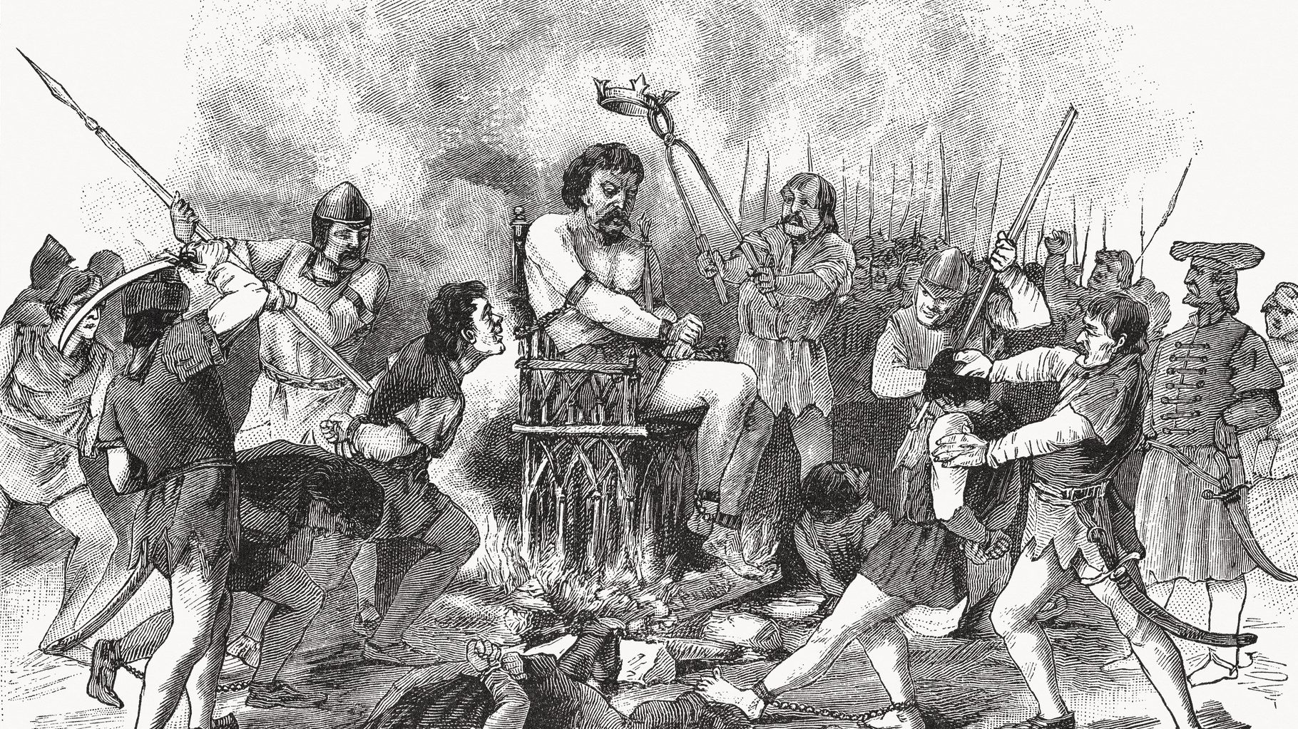 Dózsa György kivégzése egy Victor Schivert román-német festő (1863–1929) rajza alapján készült, 1891-ben kiadott fametszeten.