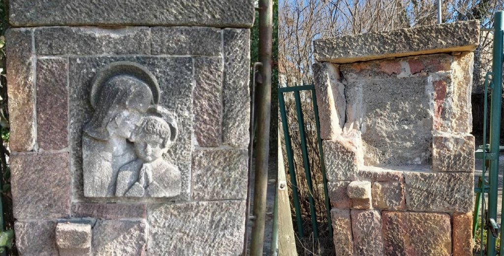 Eltűnt egy védett kőbányai épület Máriát és Jézust mutató dísze, barbár módon vághatták ki a helyéről