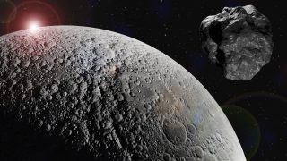 aszteroida a Hold közelében.